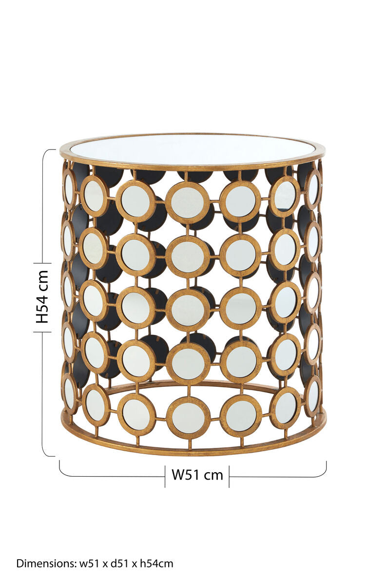 Zariah Gold Finish Mirror Side Table