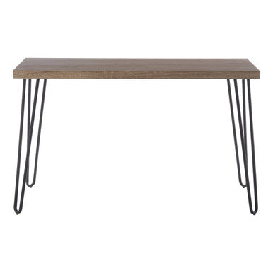 Natural Veneer Wooden Top Console Table with Hairpin Metal Legs | Borough