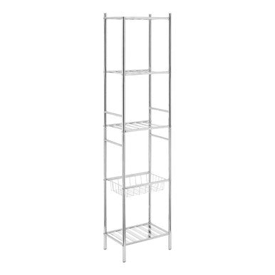 Dara 5 Tier Chrome Shelf Unit With Basket