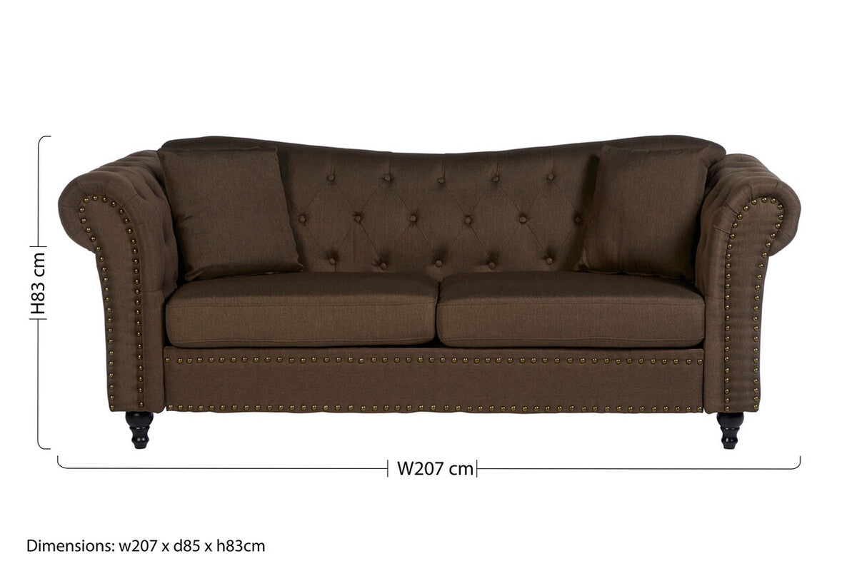 Fable 3 Seat Natural Chesterfield Sofa