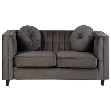 2 Seater Grey Velvet Sofa, Farah