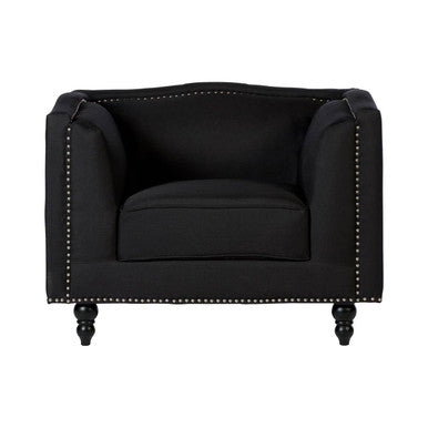 Feya Black Fabric Chair with Silver Stud Detail