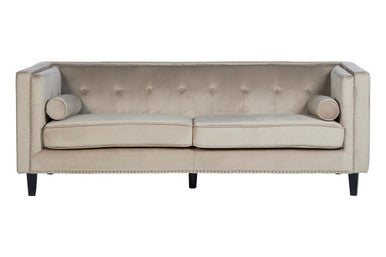 3 Seater Mink Velvet Sofa, Felisa
