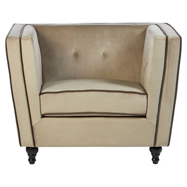 Ferris Mink Velvet Chair with Tuxedo Design