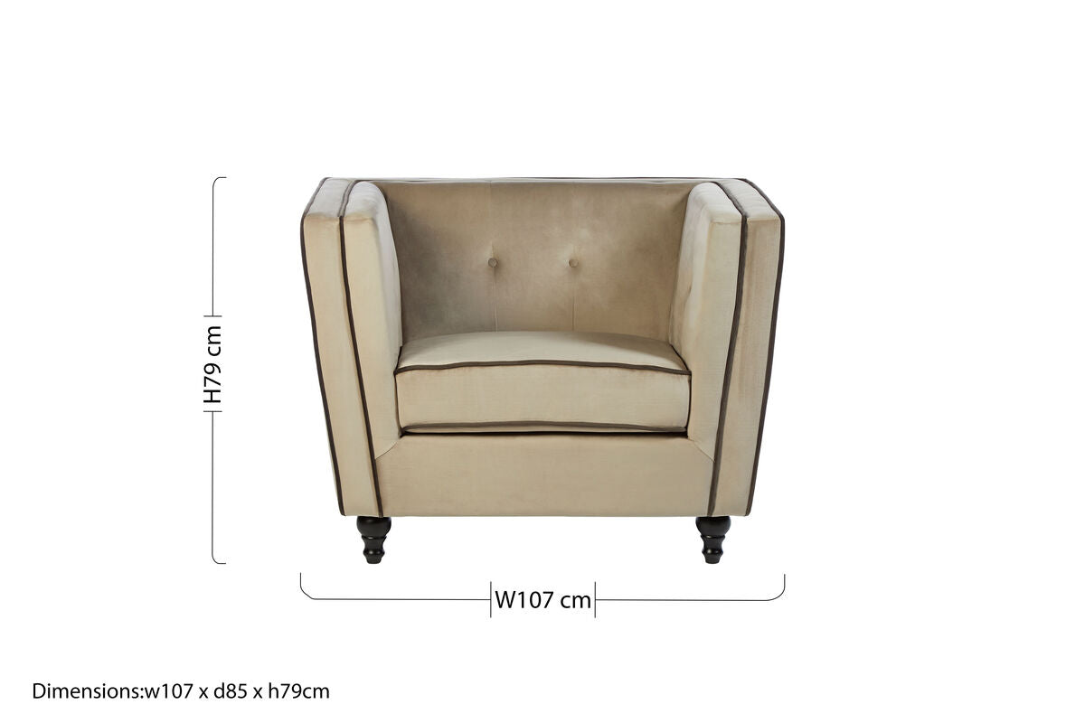 Ferris Mink Velvet Chair with Tuxedo Design