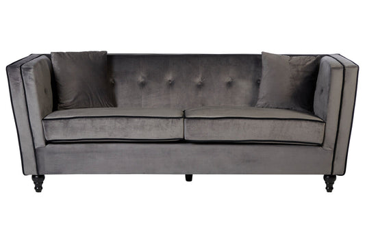 3 Seater Grey Velvet Sofa | Ferris