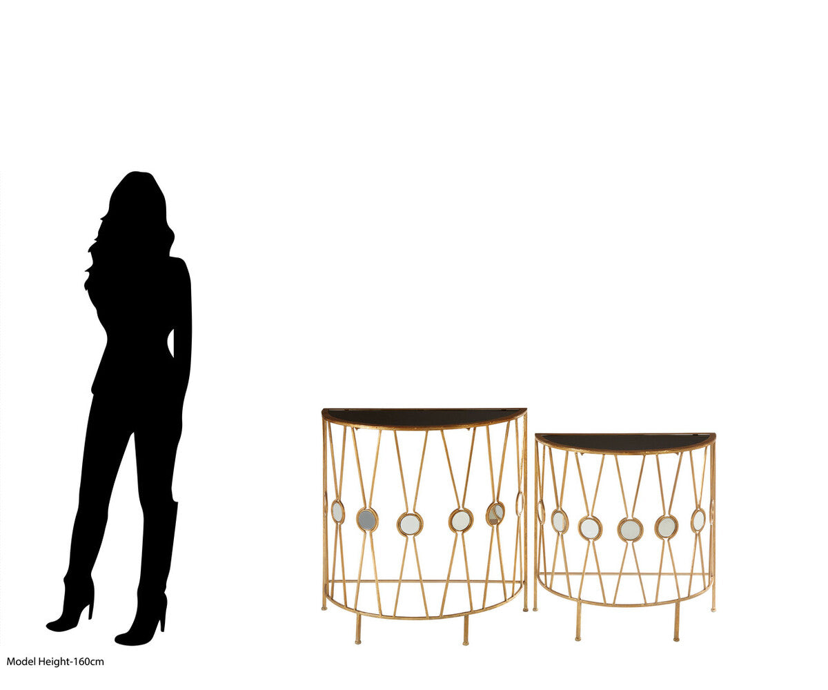 Faiza Set Of 2 Cross Design Console Tables