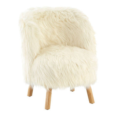Kids White Faux Fur Chair