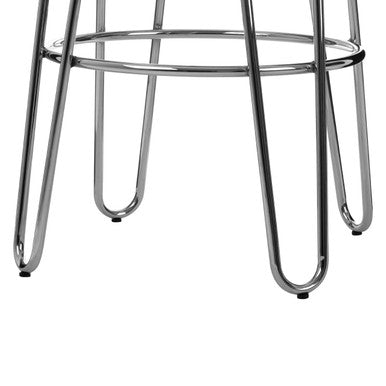 District Chrome Elm Wood Stool with Hairpin Legs