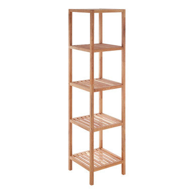 ARLA 5 Tier Walnut Wood Bathroom Shelf Unit