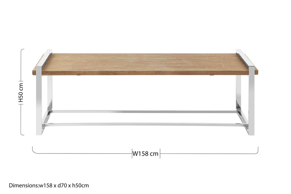 Natural Rectangular Coffee Table with Recycled Elm Wood Top | Menteng