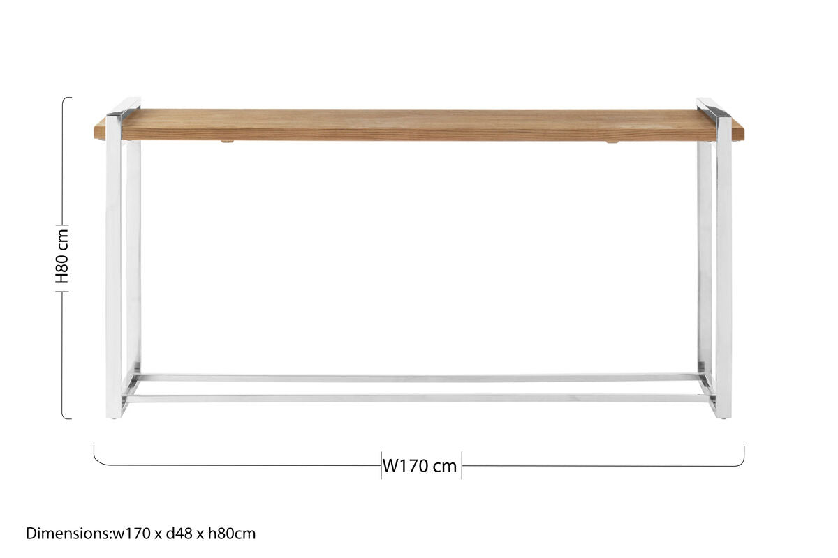 Natural Elm Wood Console Table with Metal Frame | Menteng
