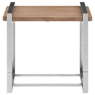 Natural Recycled Elm Wood Top Side Table with Metal Base | Menteng