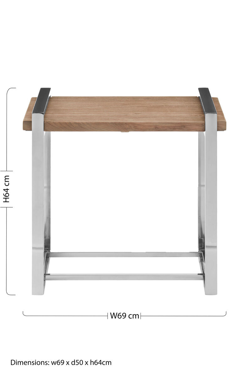 Natural Recycled Elm Wood Top Side Table with Metal Base | Menteng