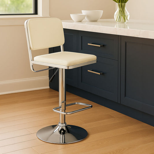 Stockholm White Seat And Chrome Base Bar Stool