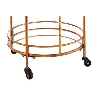 2 Tier Gold Finish Drinks Trolley with Mirrored Shelves | Hadley