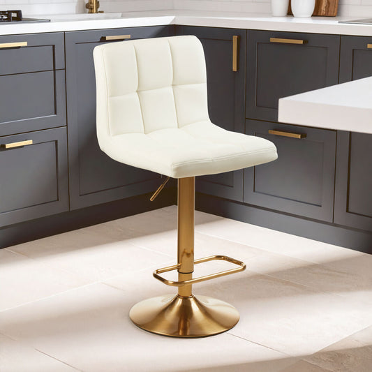 Baina Gold And White Finish Bar Stool