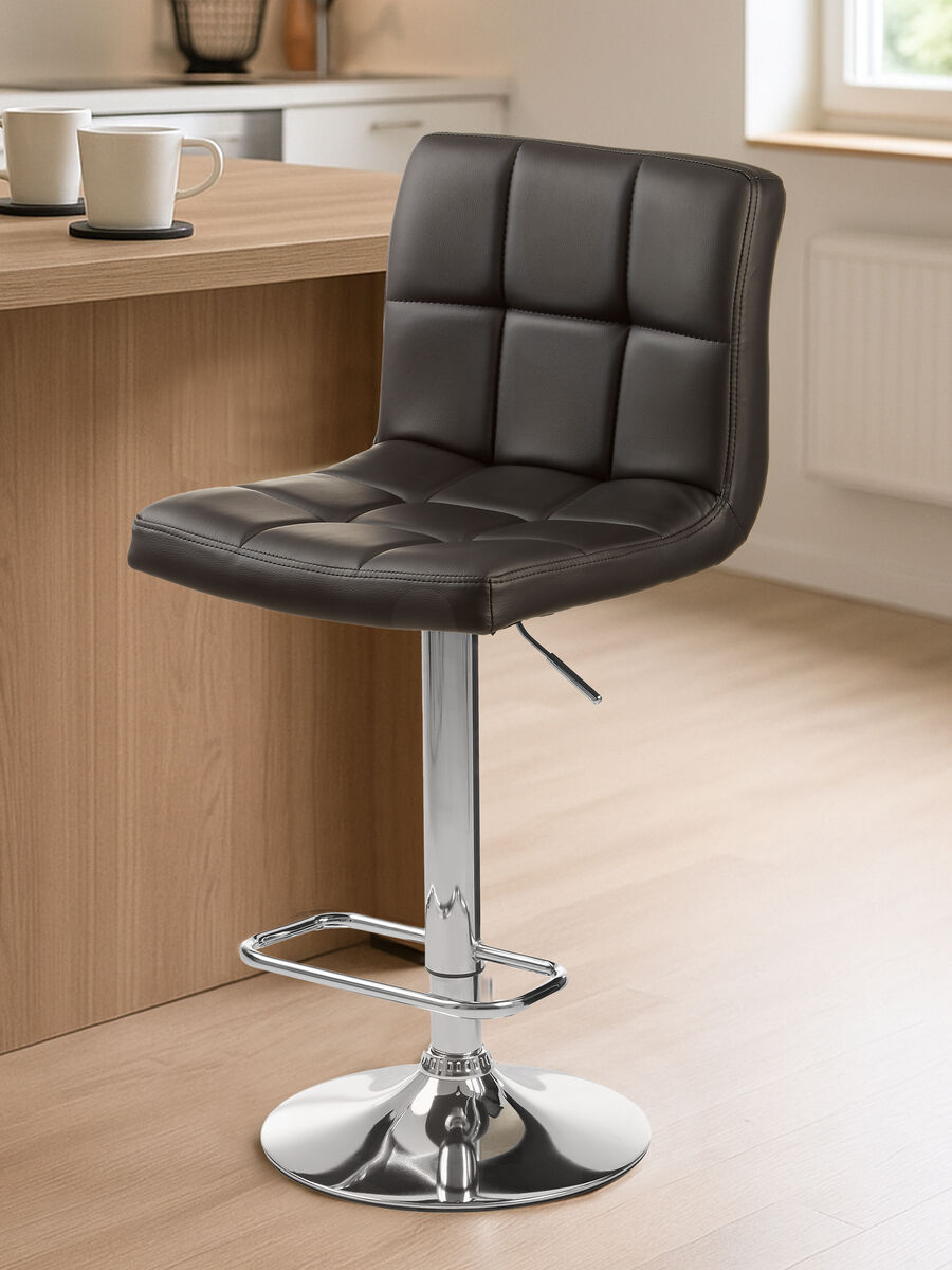 Baina Quilted Bar Stool With Chrome Base