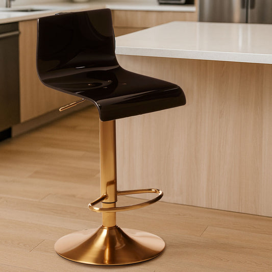 Baina Black Acrylic Seat Bar Stool With Gold Base
