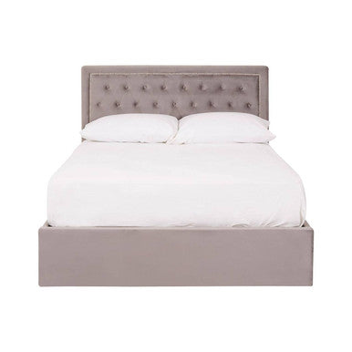 Grey Velvet Ottoman Bed Double | Hannah