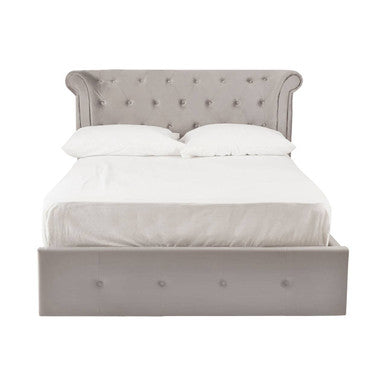 Grey Velvet Ottoman Double Bed | Edison