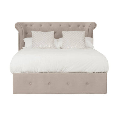 Mink Velvet Ottoman Double Bed | Edison