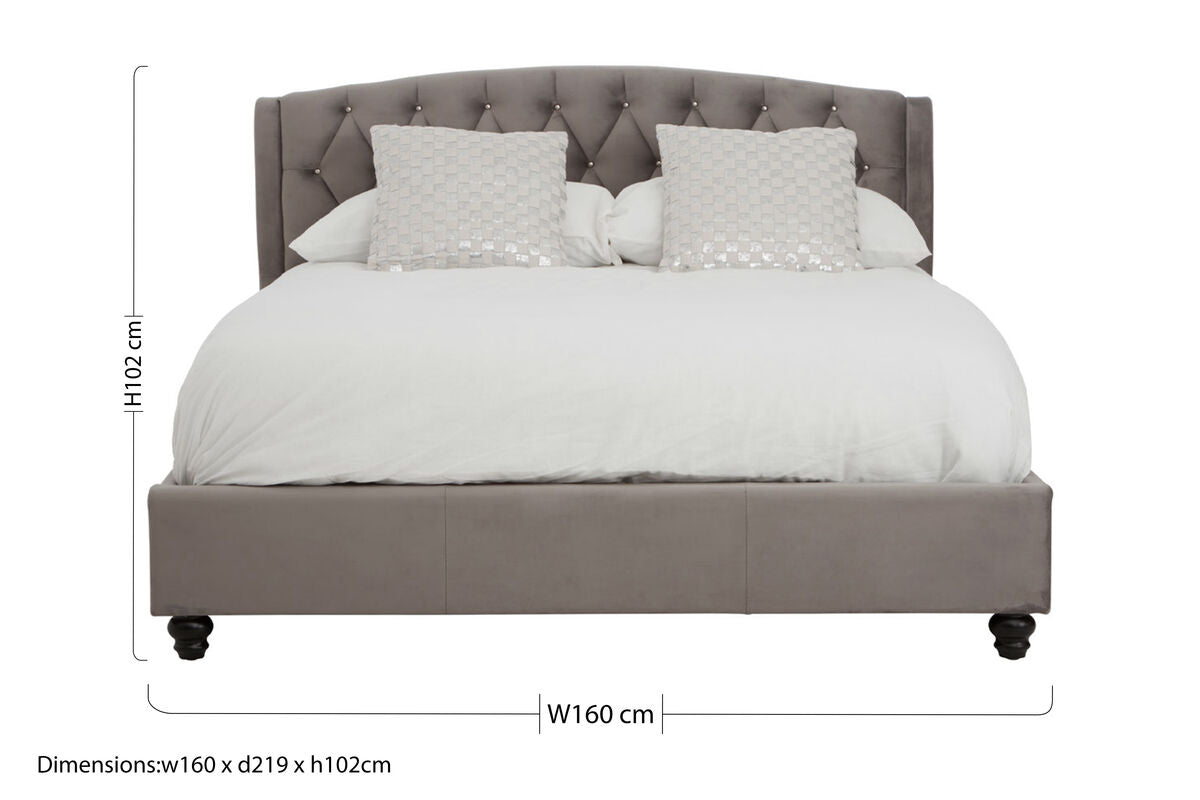 Grey Velvet King Bed | Josephine