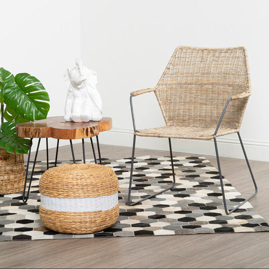 Ashby Seagrass Pouffe with White Stripe.