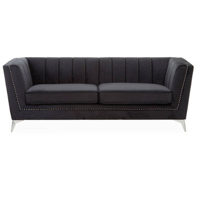 3 Seater Black Velvet Sofa | Hansa