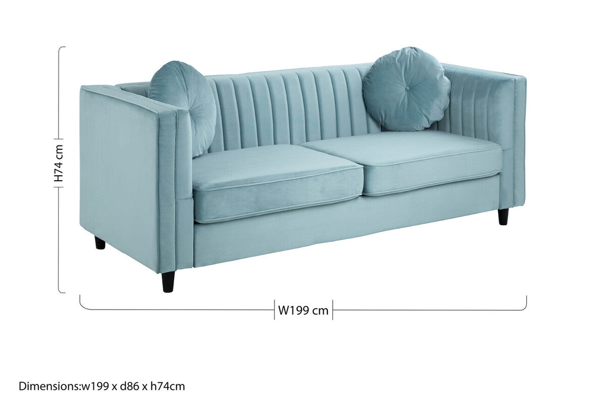 3 Seater Pastel Green Velvet Sofa | Farah