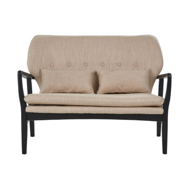 2 Seater Beige Sofa with Black Wood Frame, Stockholm