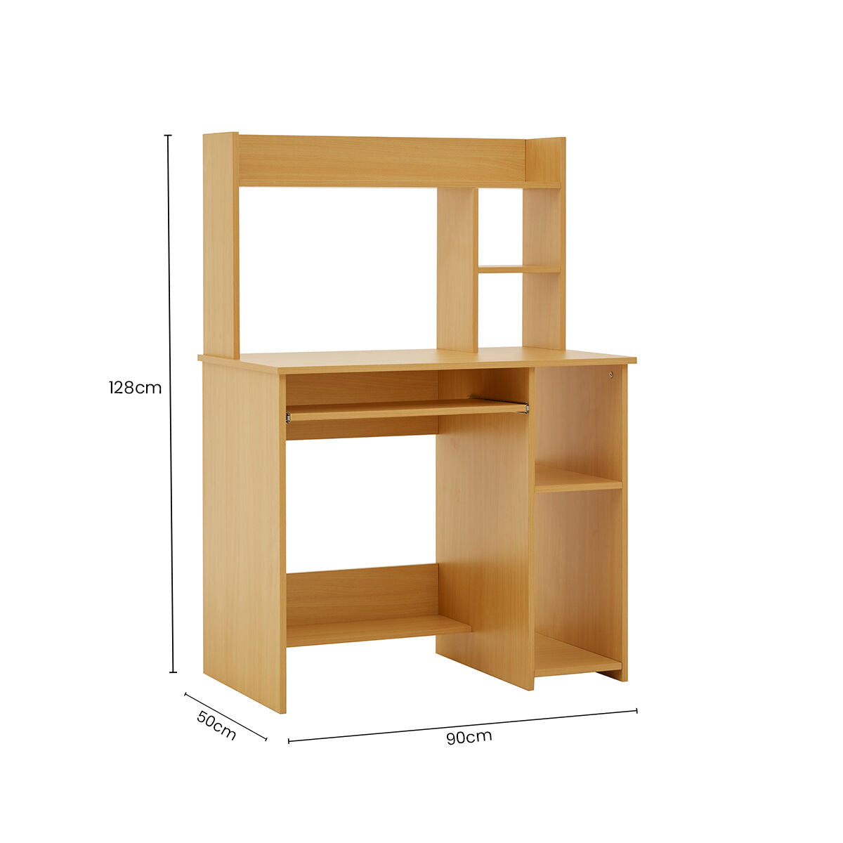 Natural Office Desk with Shelves | Bradbury