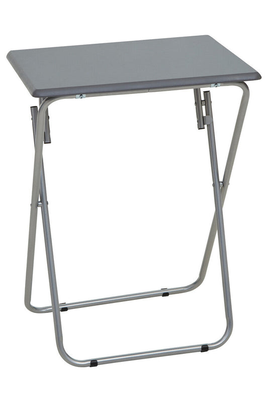 Grey Wooden Top Folding Table with Silver Frame, Bernie