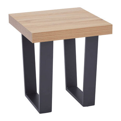 Natural Wood Square Side Table with U-Shaped Base, Oakton