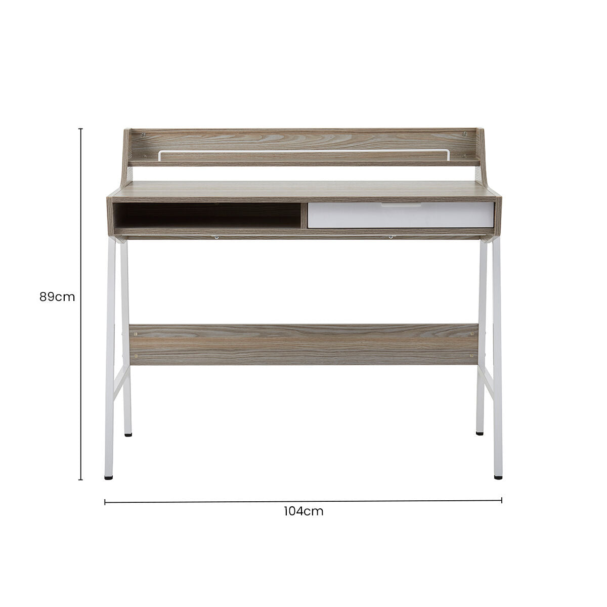 Light Oak Veneer Effect One Drawer Desk, Bradbury