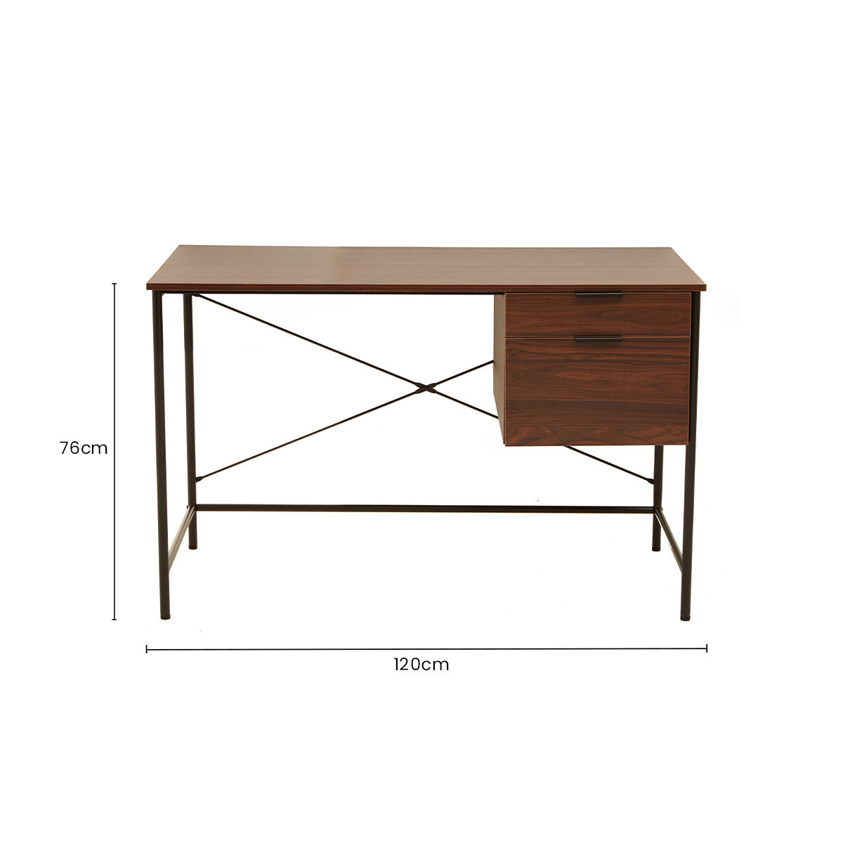 Dark Brown Walnut Veneer Effect Desk With Drawers, Bradbury