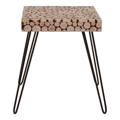 Black and Natural Square Side Table with Wood Top | Lacuna