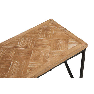 Natural Fir Wood Coffee Table with Black Metal Legs | Kickford
