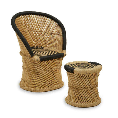 Rowan Natural And Black Chair And Stool