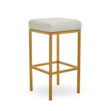 Baina White And Gold Finish Bar Stool
