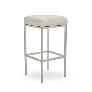 Baina White And Chrome Finish Bar Stool
