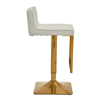 White and Gold Bar Stool with Square Base | Baina
