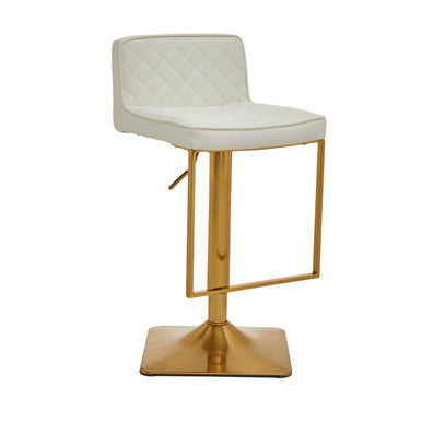 White and Gold Bar Stool with Square Base | Baina