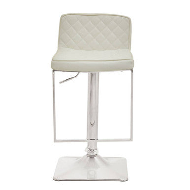 White and Chrome Bar Stool with Square Base | Baina