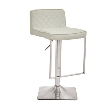 White and Chrome Bar Stool with Square Base | Baina