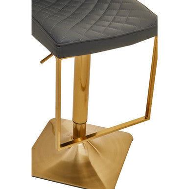 Dark Grey and Gold Square Base Bar Stool | Baina