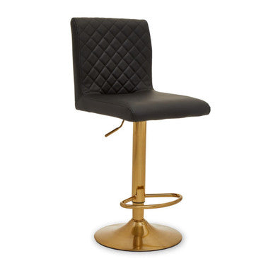 Black and Gold Bar Stool with Round Base | Baina