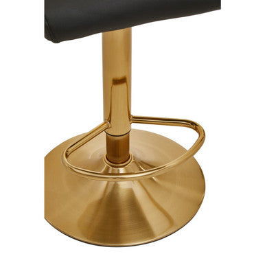 Black and Gold Bar Stool with Round Base | Baina