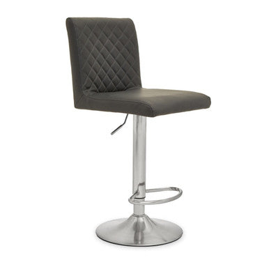 Dark Grey Chrome Bar Stool with Round Base | Baina