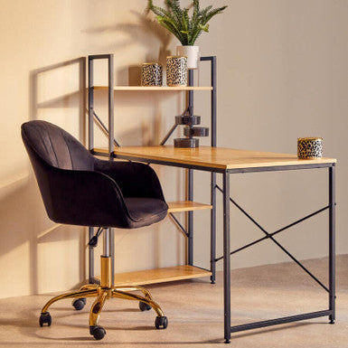 Laxton Light Yellow Desk With Shelves